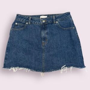 Topshop Moto Denim Mini Skirt - Classic Blue Jean Skirt, Size 8